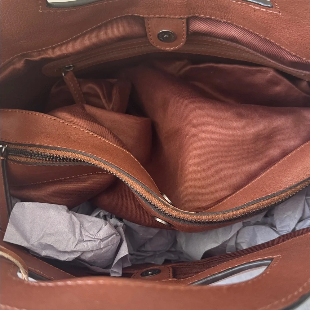Made in India Woven Brown Leather Med Handbag Crossbody Metal Studs Unique